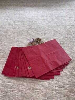 10 Red Paper Gift Shopping Tote Bag with Twisted Handles Recycled Paper